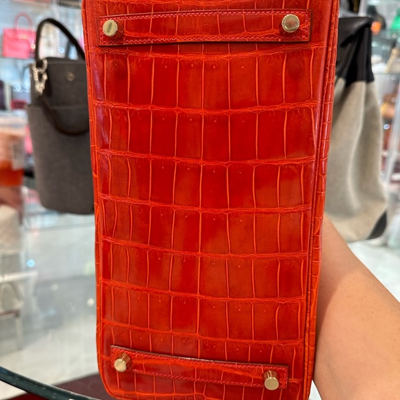 Authentic Hermes 30cm Geranium Croc Handbag - Picture 5 of 7
